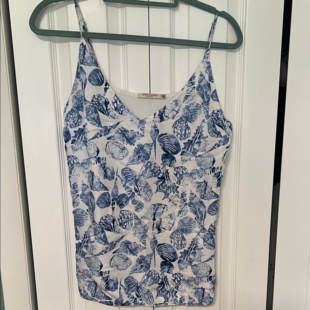Scotch & Soda  Blue and White shell Patterned Camisole Size Large